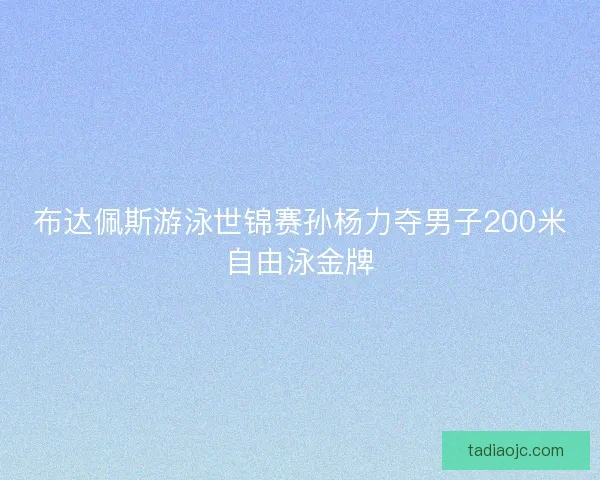 布达佩斯游泳世锦赛孙杨力夺男子200米自由泳金牌 布达佩斯游泳世锦赛孙杨力夺男子200米自由泳金牌