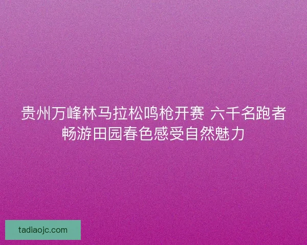 贵州万峰林马拉松鸣枪开赛 六千名跑者畅游田园春色感受自然魅力 贵州万峰林马拉松鸣枪开赛 六千名跑者畅游田园春色感受自然魅力