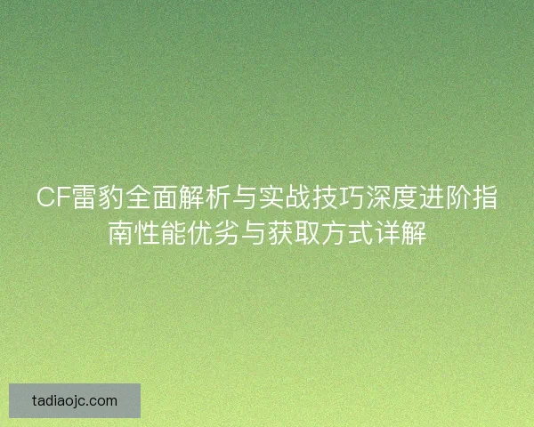 CF雷豹全面解析与实战技巧深度进阶指南性能优劣与获取方式详解
